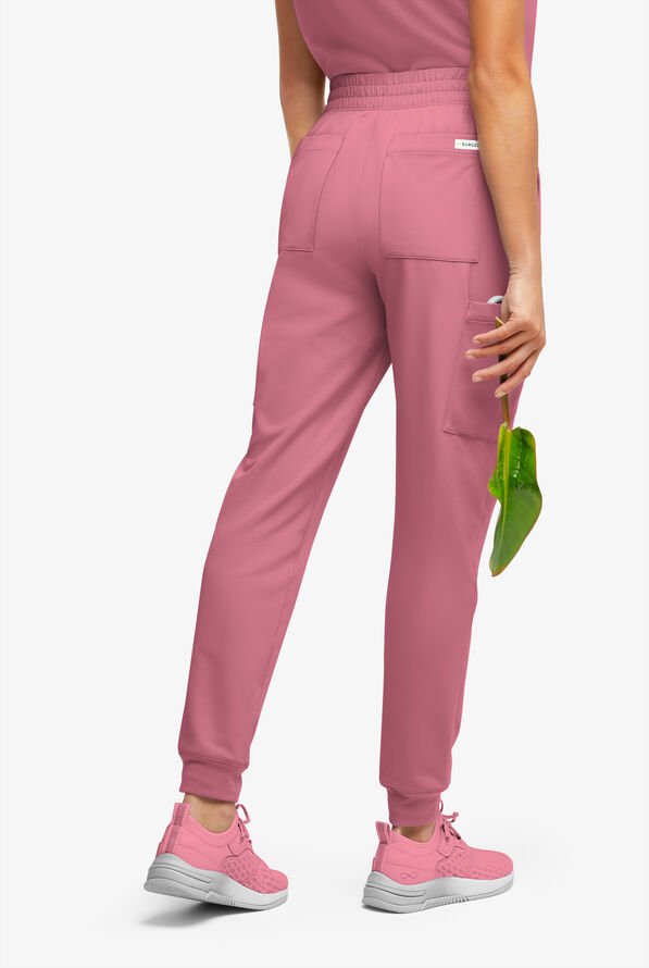 Pantalón médico ReSurge Amber estilo jogger con piernas pitillo y 7 bolsillos para mujer - Tea Rose - 4
