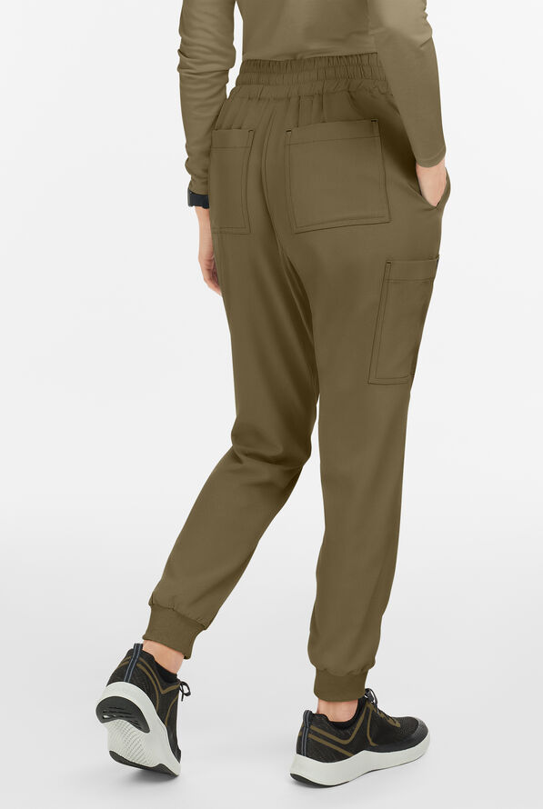koi Basics Gemma Women's 5-Pocket STRETCH Cargo Jogger Scrub Pants - Olive - 3