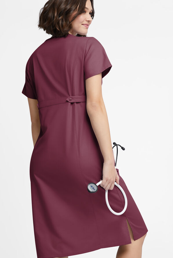 Butter-Soft Originals Women's 4- Pocket V-Neck Empire Waist Dress - Wine - 3