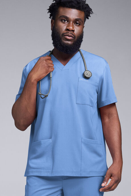 Camisa médica Hypothesis S-R Shift Ready con cuello en V y 4 bolsillos para hombre