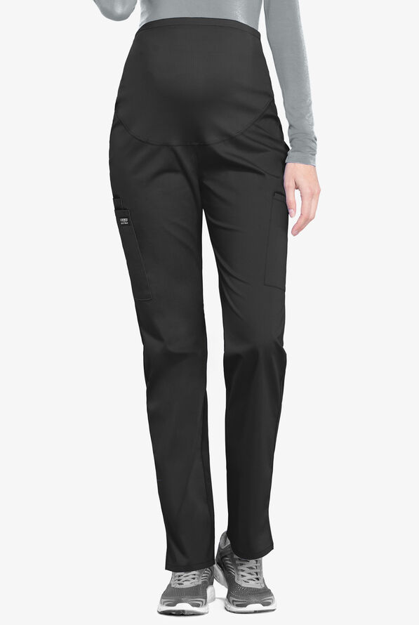 Cherokee Workwear Professionals Women's 4-Pocket STRETCH Maternity Cargo Scrub Pants - Black - 1