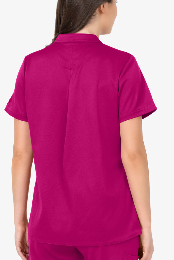 Blusa médica Bella by Zavate Grace STRETCH con cuello mao y 3 bolsillos para mujer exclusiva de UA - Raspberry - 3