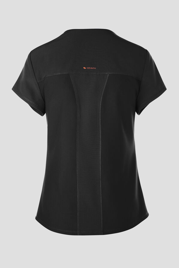 Blusa médica Infinity GNR8 STRETCH estilo cruzado con cuello y 2 bolsillos para mujer - Black - 2