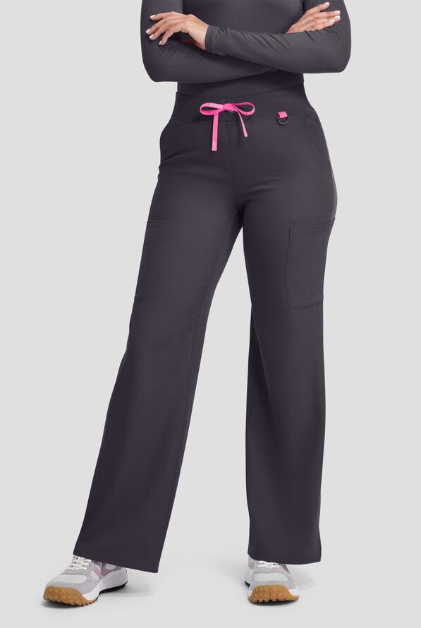 Med Couture Amp Women's 5-Pocket STRETCH High-Rise Wide Leg Cargo Scrub Pant - Pewter - 1