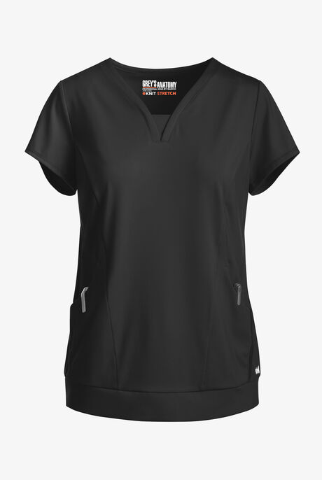 Grey's Anatomy by Barco Knit STRETCH Motivate Women's 2-Pocket Banded V-Neck Scrub Top