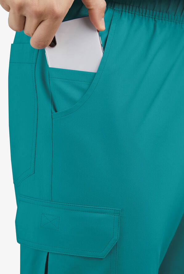 Butter-Soft STRETCH Men's 7-Pocket Cargo Jogger Scrub Pants - Teal - 3