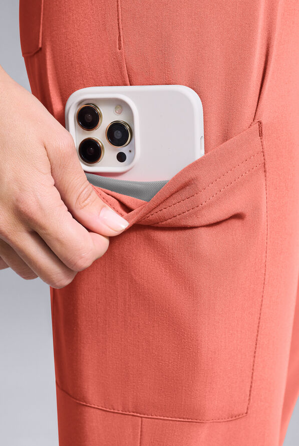 Pantal&oacute;n m&eacute;dico Hypothesis Base Petite estilo jogger con 6 bolsillos para mujer - Thermal Coral - 3