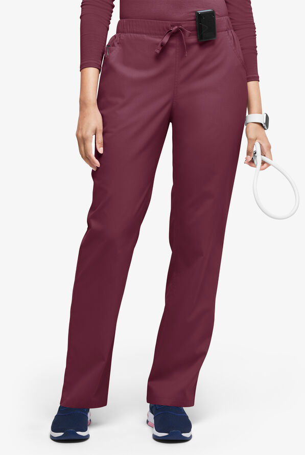 Butter-Soft Originals Women's 5-Pocket Jeans-Style Straight-Leg Scrub Pants - Wine - 1