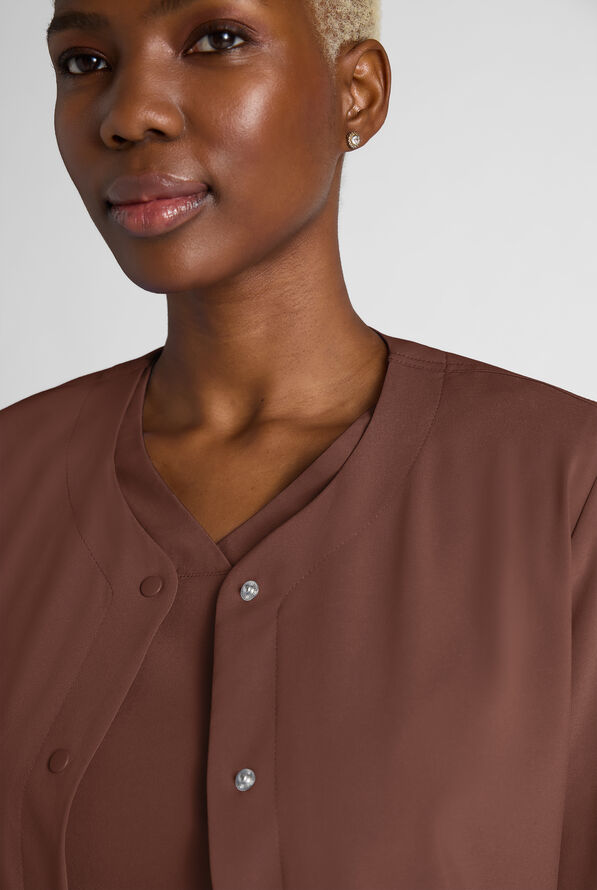 Easy STRETCH Rachel Women's 3-Pocket Snap Front Scrub Jacket - Double Espresso - 5