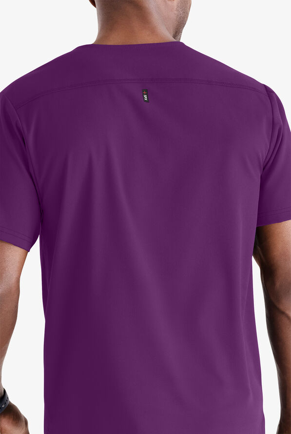 Grey's Anatomy by Barco Spandex STRETCH Murphy Men's 2-Pocket V-Neck Scrub Top - Eggplant - 4