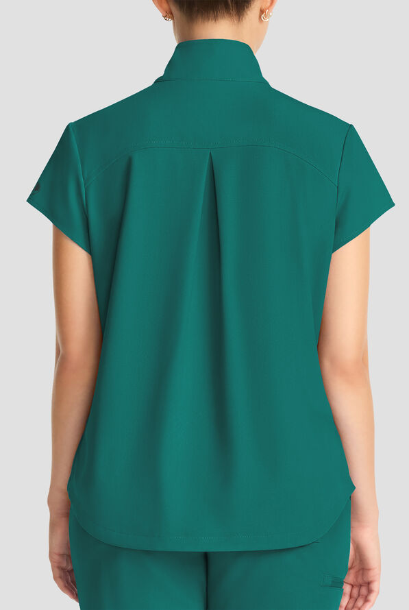 Blusa m&eacute;dica Healing Hands Quest STRETCH con cuello con cremallera y 1 bolsillo para mujer - Hunter - 4