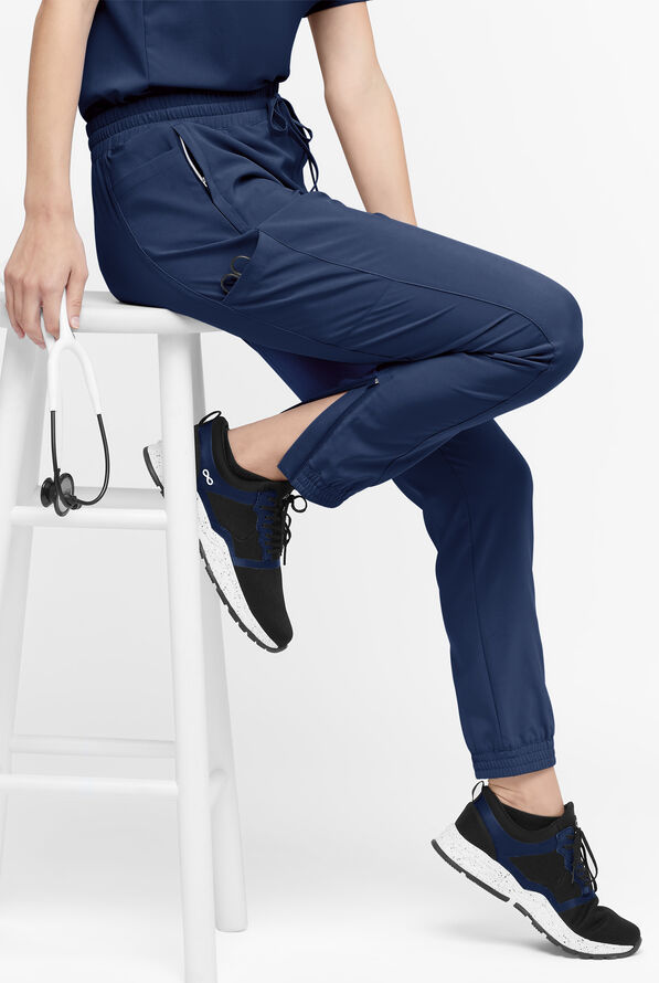 Easy STRETCH Kourtney Women's 5 Pocket Modern Slim Leg Jogger Scrub Pants - Petite - Navy - 1