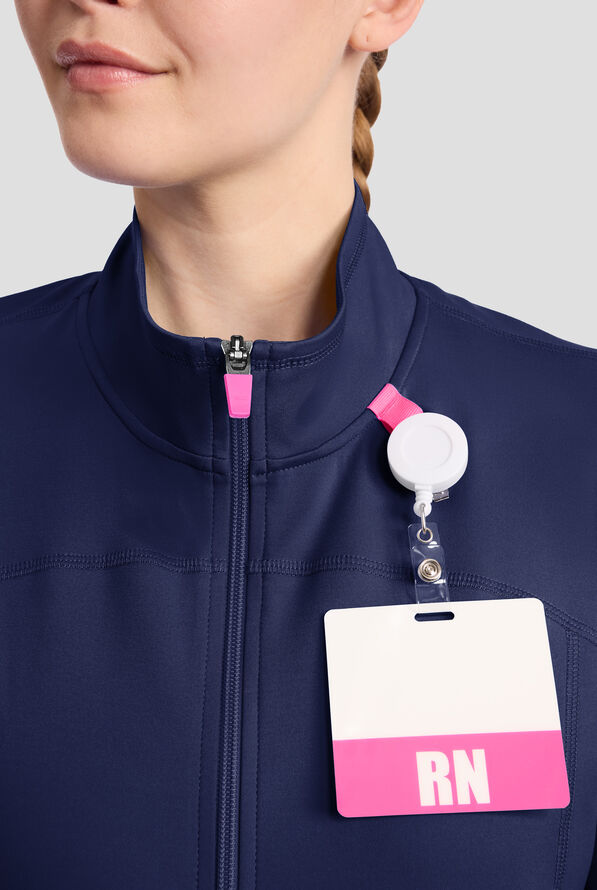 Chaqueta m&eacute;dica Med Couture Amp Knit STRETCH con cremallera y 2 bolsillos para mujer - Navy - 3