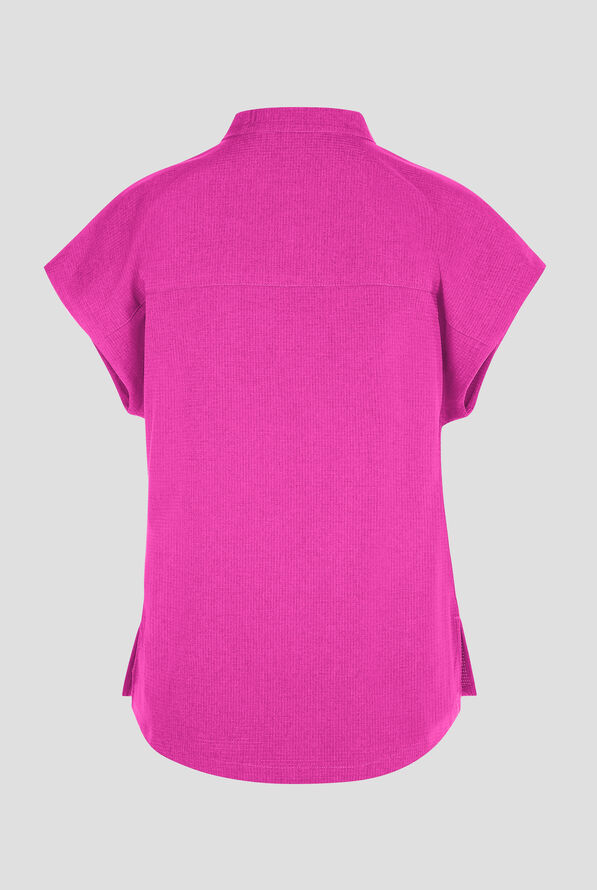 koi Solis Catrin Women's 2-Pocket STRETCH Dolman Sleeve Mandarin Collar Scrub Top - Hibiscus - 3