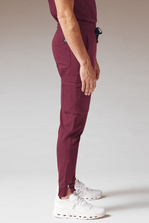 Hypothesis Tactical Men’s 9-Pocket Slim Leg Jogger Scrub Pant - Wine - 4