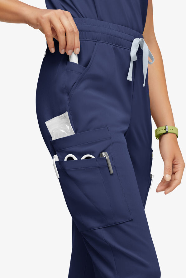 Pantalón médico ReSurge Topaz con cordón ajustable y 11 bolsillos para mujer - Navy - 3