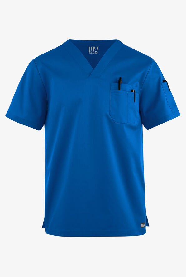 Butter-Soft STRETCH Men's 4-Pocket V-Neck Scrub Top - Royal - 1
