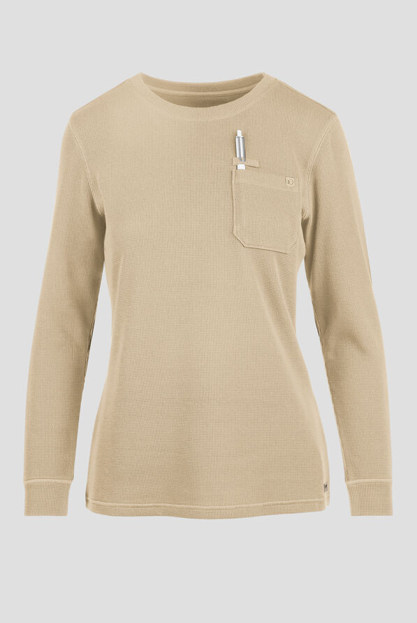 Camiseta médica Grey's Anatomy™ by Barco Evolve STRETCH Wanderlust de tela gofre con 1 bolsillo para mujer - Soft Dune - 1
