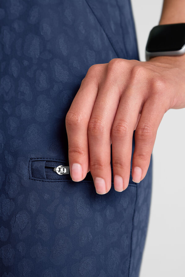 Easy STRETCH Olivia Women's Jacquard 7-Pocket Slim Leg Jogger Scrub Pant - Navy - 7