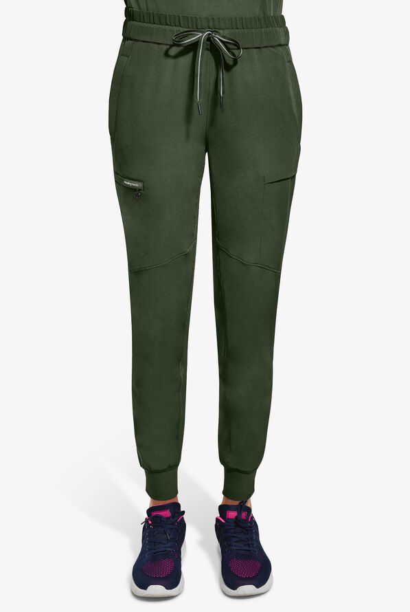 Healing Hands 360 Naya Women's 6-Pocket STRETCH Elastic Jogger Drawstring Scrub Pants - Petite - Dark Pine - 1