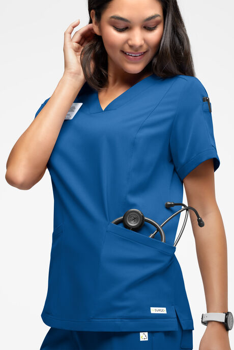 Blusa médica ReSurge Ruby con cuello en V y 5 bolsillos para mujer