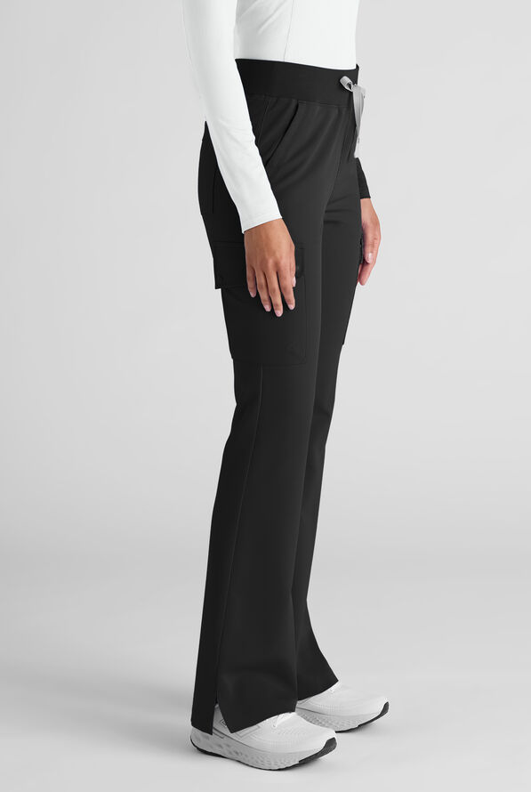 ReSurge Avon Women's 7-Pocket Flare Leg Cargo Scrub Pant - Black - 2