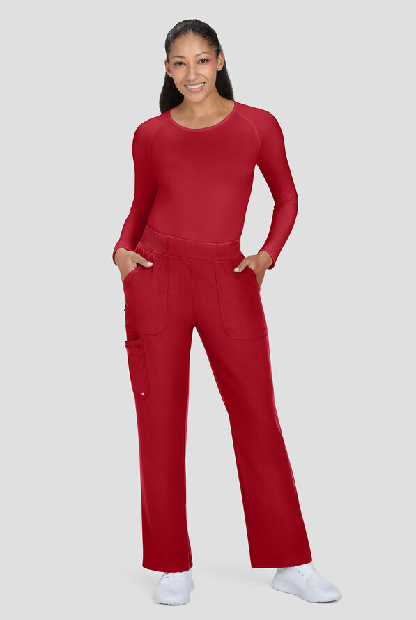 koi Next Gen Jump Start Women's 7-Pocket STRETCH Boot Cut Cargo Scrub Pants - Ruby - 4