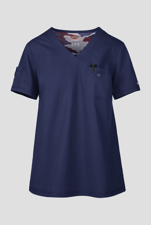 Dickies Forge Women's 2-Pocket Tuck-In V-Neck Scrub Top - Navy - 1