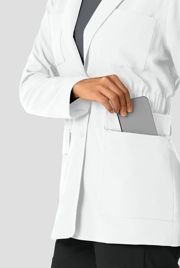 Wink Layers Women's 28 1/4"  4-Pocket Blazer Short Lab Coat - White - 2