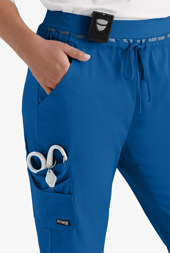 Pantalón médico Grey's Anatomy Spandex STRETCH Serena estilo cargo con 7 bolsillos para mujer - Royal - 2