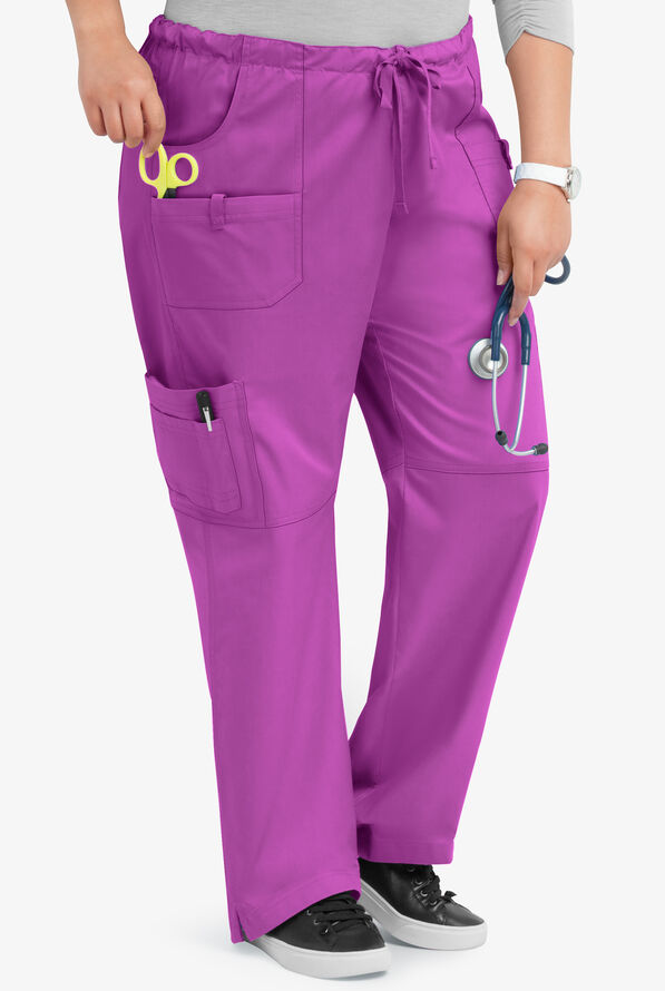 Butter-Soft STRETCH Women's 10-Pocket Drawstring Scrub Pants - Tall - Deep Lavender - 4