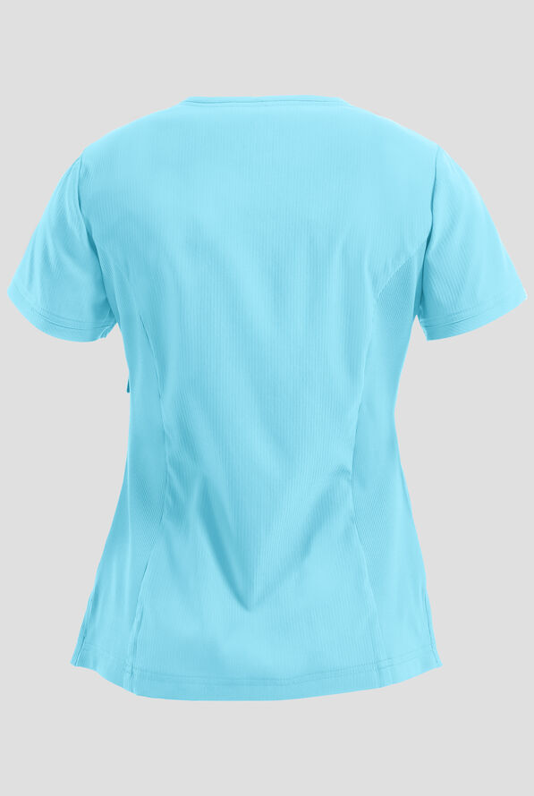 koi Lite&trade; Philosophy Women's 3-Pocket Mock Wrap Side Zipper Scrub Top - Sky - 4