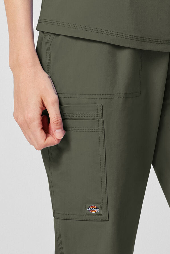 Dickies Forge Women's 6-Pocket Straight Leg Cargo Scrub Pants - Olive - 3