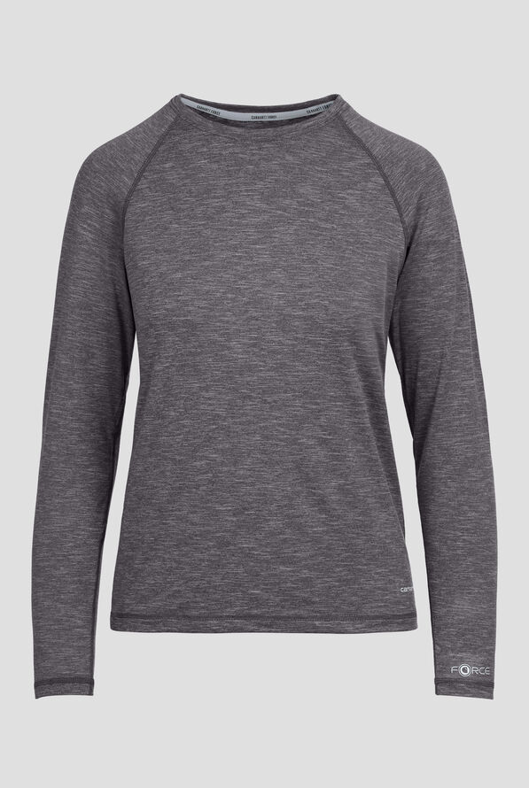 Camiseta m&eacute;dica Carhart Force estilo jaspeado con mangas ragl&aacute;n y 1 bolsillo para mujer - Pewter Heather - 1