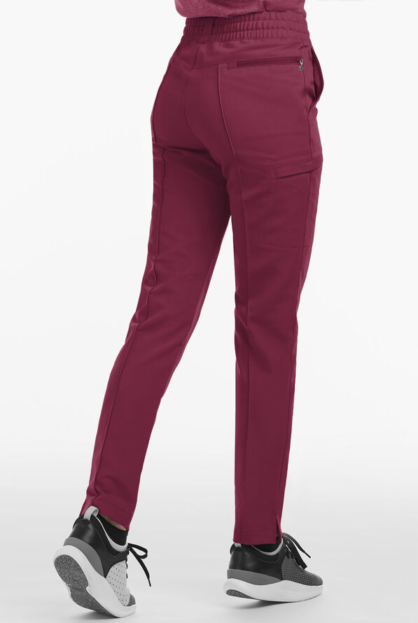 Movement by Butter-Soft Capricorn Women’s 7-Pocket Skinny Pintuck Scrub Pants - Wine - 2
