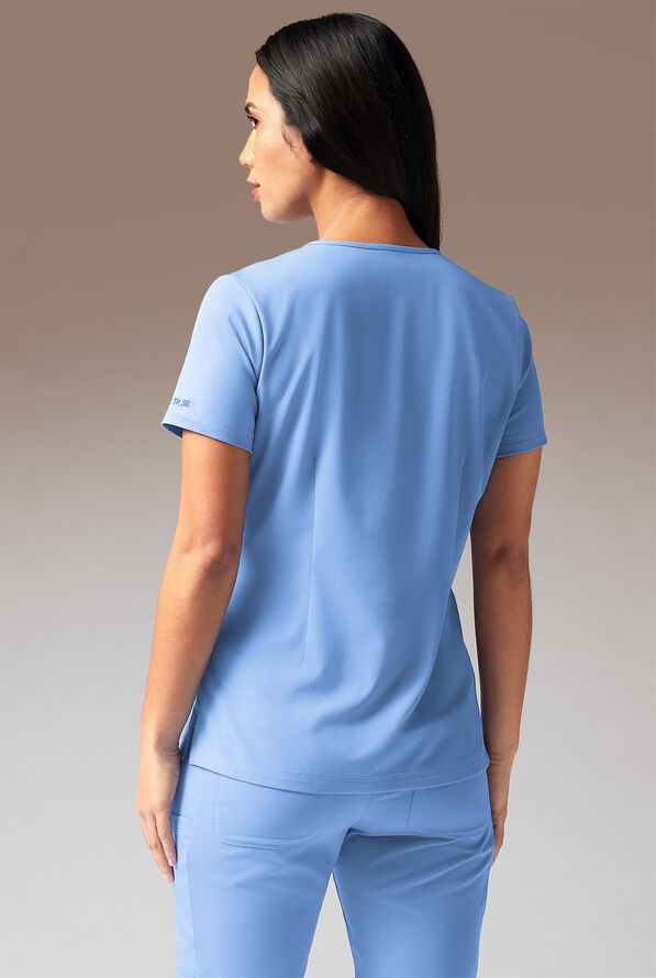 Hypothesis Meta-Base Women’s Single Pocket V-Neck Tuck In/Wear Out Scrub Top - Ceil Blue - 5
