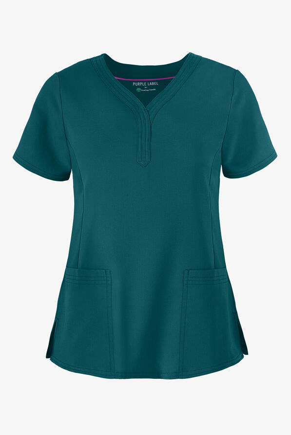 Healing Hands Purple Label Jane Women's 2-Pocket STRETCH Scrub Top - Caribbean Blue - 1