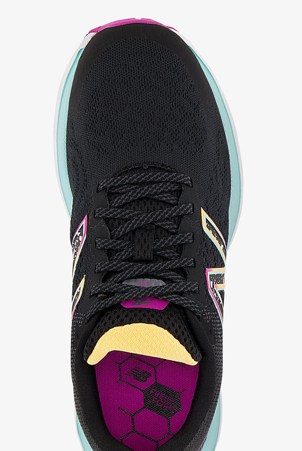 New Balance Women's Fresh Foam 680v7 Black/Surf/Lemonade Athletic Lace Up Nursing Shoes - null - 2