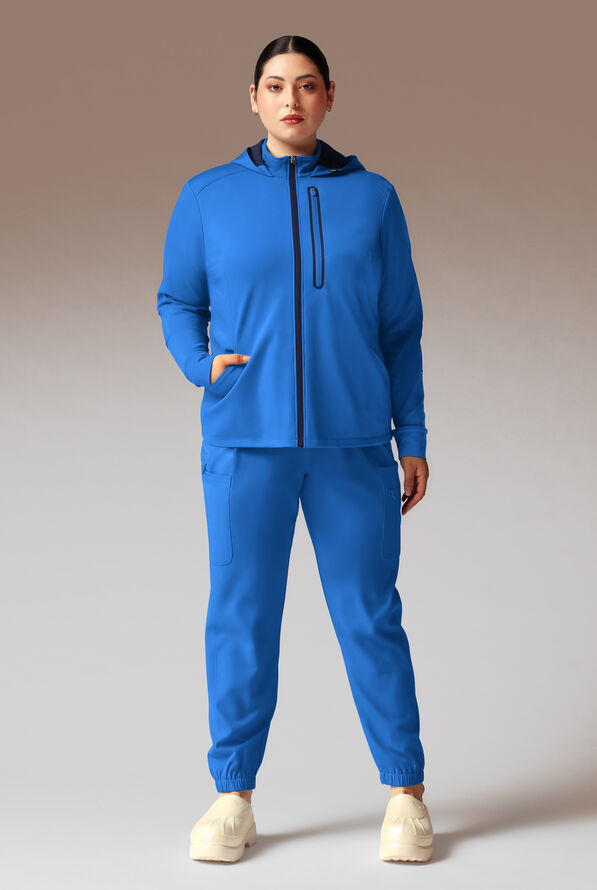 Hypothesis Super-Dermal Women’s Zip Front Multi-Pocket Scrub Jacket - Royal/Navy - 6