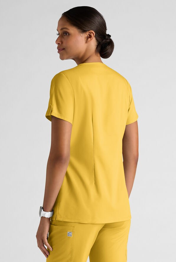 Butter-Soft STRETCH Women's 6-Pocket V-Neck Scrub Top - Warm Sun - 2