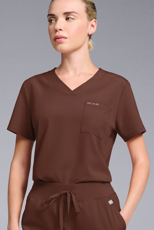 Hypothesis Women's Base V-Neck Tuck-In Scrub Top - Bitter Chocolate - 1