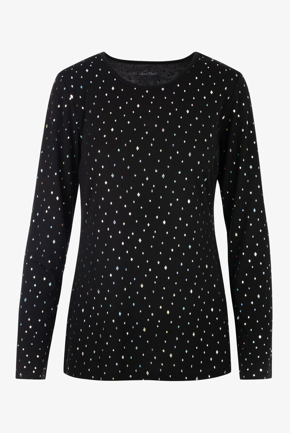 Camiseta médica koi Lite Iridescent Diamond Pattern STRETCH con cuello redondo y 2 bolsillos para mujer - null - 1