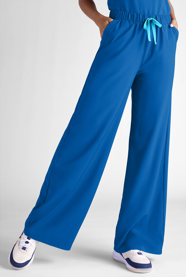 Easy STRETCH Hunter Women's 6-Pocket Relaxed Fit Wide Leg Scrub Pant - Royal - 1
