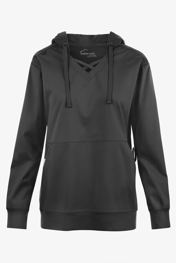 Sudadera médica UA Butter-soft STRETCH con capucha y 4 bolsillos para mujer - Black - 1