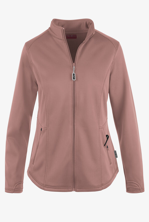 Zavate Ava Therese Megan Women's 2-Pocket Fleece Scrub Jacket - Mocha - 1