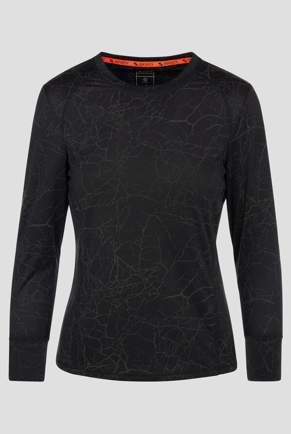 Camiseta médica Infinity Crackle Black Marble STRETCH con mangas largas para mujer - null - 1