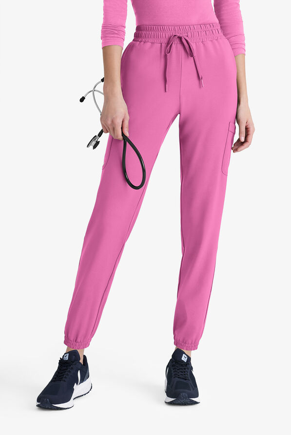 Grey's Anatomy by Barco Evolve STRETCH Terra Women's 6-Pocket Cargo Jogger Scrub Pants - Petite - Twilight Mauve - 1