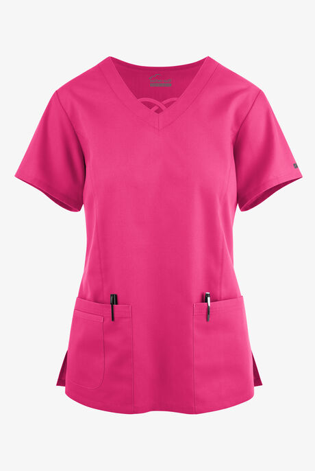 Blusa médica Butter-Soft Originals con cuello entrecruzado y 3 bolsillos para mujer