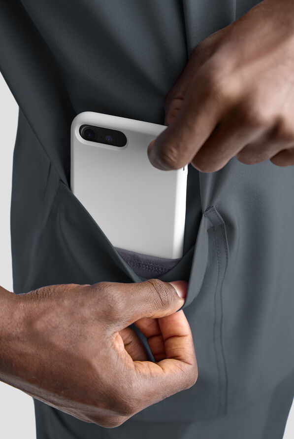 Easy STRETCH Men's 5-Pocket V-Neck Scrub Top - Pewter - 6