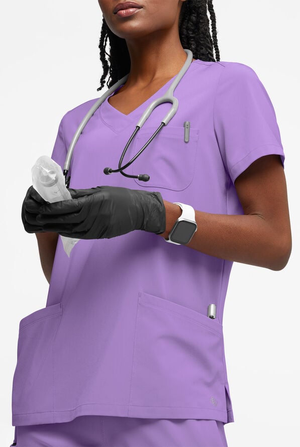 Easy STRETCH Tessa Women's 5-Pocket V-Neck Scrub Top - Ultraviolet Light - 2